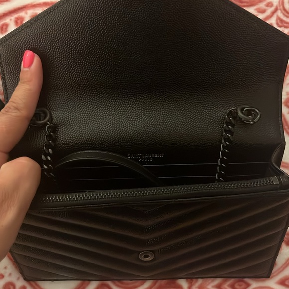 YSL Monogram Small Wallet on Chain in Grained Leather - Picture 5 of 9